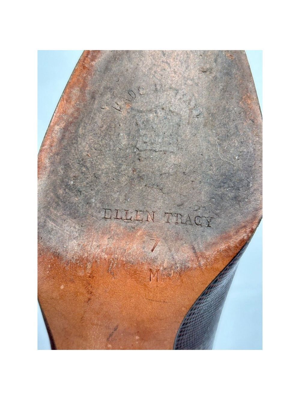 Ellen Tracy Made in Italy Leather Slip On Heels 7 brown - Picture 3 of 11